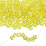 LAIDANLA 1500PCS Acrylic Letter Beads Alphabet White Letters Yellow Transparent Round Bead 7 4mm for Jewelry Bracelets Necklace