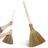 Ckhoid Wedding Broom for Jumping Ceremony, Handmade Natural Whisk Broom with Wooden Handle, Vietnamese Straw Soft Bristle Indoor