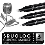 SRUOLOC 3Pcs Liquid Chrome Paint Markers, Oil-based Permanent Chrome Maker, Gloss Mirror Marker Repairing, Reflective Metallic P