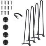 VEVOR 19 Hairpin Furniture Legs, Metal Home DIY Projects for Nightstand, Coffee Table, Desk, 500lbs Load Capacity with Rubber Fl