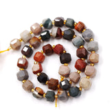 Malahill Wholesale Natural Faceted Stone Beads for Jewelry Making Sold per Bag 5 Strands Inside Cube Ocean Jasper 6mm