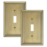 2-Pack Single Toggle Light Switch Cover Plate, Durable Solid Zinc Alloy Decorative Switch Plate Covers, Antique Brass 1 Gang Wal