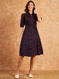 Modeve Women Bandhani Print Navy Dress_2X-Large