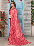 Satrani Georgette Womens Geoegette Floral Print Saree With Unstitched Blouse Piece (3112S2153Na_Maroon1)