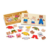 Melissa & Doug Mix 'n Match Wooden Bear Family Dress-Up Puzzle With Storage Case (45 pcs) - Wooden Teddy Bear Puzzle, Sorting An