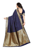 Sugathari Womens Banarasi Saree Pure Kanjivaram Silk Saree Soft New Ladies 2023 Design Wear Pattu Sarees Latest Party Sari Collections With Blouse Piece For Wedding Sadi (Sam Pari-180 Navy Blue)