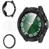 Goton 3 in 1 Accessories for Samsung Galaxy Watch 6 Classic Screen Protector 43mm, Rugged TPU Bumper Case +2 Tempered Glass Scre
