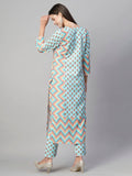 Anni Designer Women'S Cotton Blend Printed Straight Kurta With Pant (Rcb-See-Green-Nw_S_See Green_Small),See Green,S,Cotton Blend,Regular,Kurta
