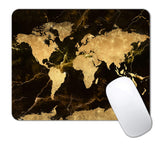 IMAYONDIA Square Mouse Pad, World Map Mouse Pad, Black Gold Marble Mousepad, Non-Slip Rubber Mouse Pad, Vintage Map Design Mouse