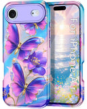 Btscase Compatible with iPhone Air Case 6.5 Inch 2025,Marble Pattern 3 in 1 Heavy Duty Shockproof Full Body Rugged Hard PC+Soft