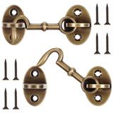 Otoolling 2 Pack Brass Hook and Eye Latch 2 3/4 Gate Door Latch, Cabin Hook Lock, Door Lock Hardware, Best for Window, Sliding,