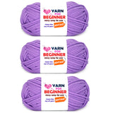 JOYTAG Purple Cotton-Nylon Blend Yarn for Crocheting and Knitting (3x50g)