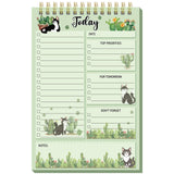 Neptniopllab Sage Green Cat to Do List Notepad 52 Sheets Cute Kitten & Cactus Daily Planner, 8.7x6'' Spiral Bound Notebook for
