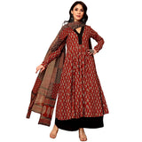 Anni Designer Women'S Rayon Viscose Anarkali Printed Kurta With Palazzo & Dupatta (Jathi Red_L_Red_Large),Red,L