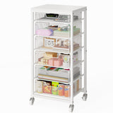 Sbanmao 6 Drawers Utility Cart, Rolling Storage Cart with Wooden Tabletop, Storage Drawer Cart on Lockable Wheels, Craft Cart fo