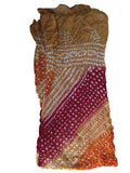 Kkrish Handcrafted Silk Bandhej Bandhni Dupta Stole For Women (Beige Brown)