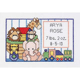 Janlynn SGP0615 Noahs Ark Birth Sampler 6 by 4Inch Counted Cross Stitch Kit, Mini, MultiColored