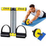SUREFIT Tummy Trimmer Double Spring with Comfortable Foam Grip Handle & Ab Roller Wheel Combo for Men & Women | Home Workout Fit