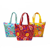 GoldGiftIdeas Flower Embroidery Hand Bag for Women, Potli Gift Bags with Zip Closure, Potli Pouches for Return Gifts, Shagun Pot