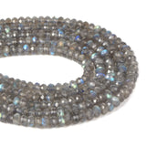6mm AA Grade Natural Translucent Labradorite Faceted Rondelle Loose Beads 16 90%+ Flashy Beads