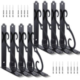 Shimeyao 8 Pack 8 Inch Decorative Shelf Bracket Heavy Duty Wall Mounted Floating Bracket Metal Iron L Shape Black Shelf Support