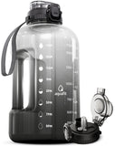 AQUAFIT Half Gallon Water Bottle with Time Marker - Straw & Chug Lid - BPA Free Gym Water Bottle with Straw - Big Gallon Jug (Mi