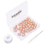 BEADIA Natural Pearl Beads Rice 6-7mm Pink Freshwater Cultured Loose Gemstone Beads for DIY Jewelry Making 13.8''/Strand HQ