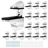 QWORK Glass Shelf Bracket, 16 Pack Adjustable Wall Mounted Metal Glass Shelf Support, Shower Glass Clamps