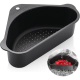 2 pcs Combo Sink Corner Strainer Basket with Hook | Triangle Kitchen Drain Basket Organizer | AntiClog Food Waste Holder | Stro