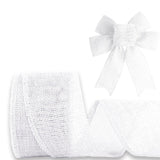 JaoZuyard White Burlap Ribbon 1-1/2 inch X 10 Yard Natural Burlap Woven Ribbons DIY Handmade Edging Production Wreath Holiday De