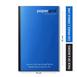 papergrid Notebook Long Book (31 cm x 19 cm), Single Line, 156 Pages, Soft Cover Pack of 6