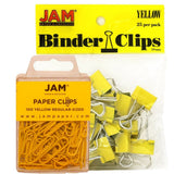JAM PAPER Office Desk Supplies Bundle - Yellow - Paper Clips & Binder Clips - 1 Pack of Each (2 Packs Total)