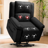 COMHOMA Power Lift Recliner for Elderly, Lift Chair with Heat and Massage,PU Recliner Sofa with 2 Side Pockets and Infinite Posi