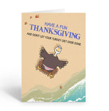 Stonehouse Colleciton, Funny Thanksgiving Greeting Card - Single Card with Envelope - 6.25 x 4.5 - Made in the USA (Over Done)