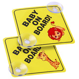cobee Baby on Board Car Warning Signs, 2 Pcs 5x5 Safety Car Sign with Double Suction Cups, Baby in Car Sticker for Car Window Cl