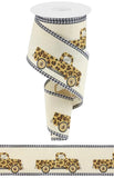 Craig Bachman Leopard Truck and Gingham Wired Edge Ribbon, 10 Yards (Cream, 2.5 Inch) Craft Floral Arrangement Gift Wrapping Wir