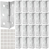 Luomorgo 20 Pack 2 Inch Mini Hinges Butt Hinges, Stainless Steel Cabinet Hinges, Small Folding Door Hinge for Wooden Box, Crafts