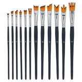 U.S. Art Supply 12 Piece Special Effects Artist Paint Brush Set Professional Taklon Synthetic Fx Brushes, Ribbon, MutiLiner,