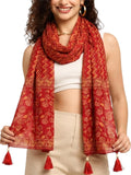 Gale Girls Cotton Scarf For Women Stylish|Beach Tassel Printed Scarf|Multicolor|Easily Fits 180 * 50Cm|70X20 Inch