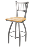 810 Contessa Stainless Steel 25 Swivel Counter Stool with Natural Oak Seat