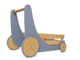 Kinderfeets 2-in-1 Wooden Cargo Walker Cart Wagon with Adjustable Rubber Wheels and Removable Basket for Children and Toddlers (