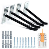 Sinoer 4PCS Garage Hooks Tire Storage System,Wall Mount Hooks with Metal Screws and Anchors - Tire/Rim Holder for Car ,Black