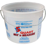 Encore Plastics 5166 Mix N Measure Ringfree Plastic Pail with Wire Handle, 5Quart