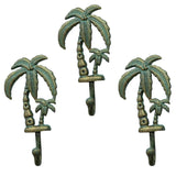Decoronix Cast Iron Palm Tree Wall Hooks - Rustic Black Finish - Decorative Hooks for Wall, Coats, Towels, Bags - Tropical Home