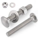VGBUY 3/8-16 x 6 Carriage Bolts Screws 4 Sets, 304 Stainless Steel 18-8, Round Head Square Neck, Carriage Bolts and Nuts Kit, wi