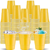 cssopenss 120 pcs 16 oz Yellow plastic cups 16 oz plastic Disposable cups Yellow Party Cups for drinking Tastings served Snacks