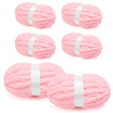 Chunky Chenille Yarn for Crocheting/Arm Knitting, Super Soft Jumbo Knit Blanket Yarn Pink 6 Pack (32 yds, 8.5 oz Each Pack)