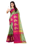 Greciilooks Womens Womens Banarasi Cotton Silk Cotton Regular Fit Saree (Pink & Green)