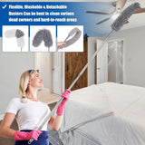 wlich 9PCS Dusters for Cleaning,Extendable Microfiber Duster with Extension Pole Up to 100'',Bendable Washable and Reusable Dusters Kit for Ceiling Fans, High Ceilings,Blinds,Furniture and Cars