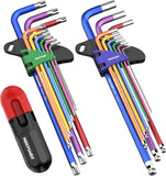 MAXPOWER Allen Wrenches Set, 18-piece Metric Ball End Hex Key Set & Torx Star Allen Keys, Long Arm Wrench with Extra T-Handle fo